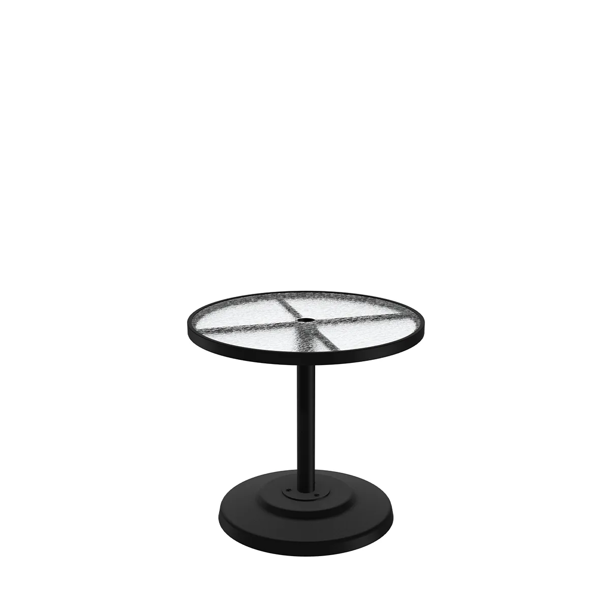 Acrylic 30" Round KD Pedestal Dining Umbrella Table