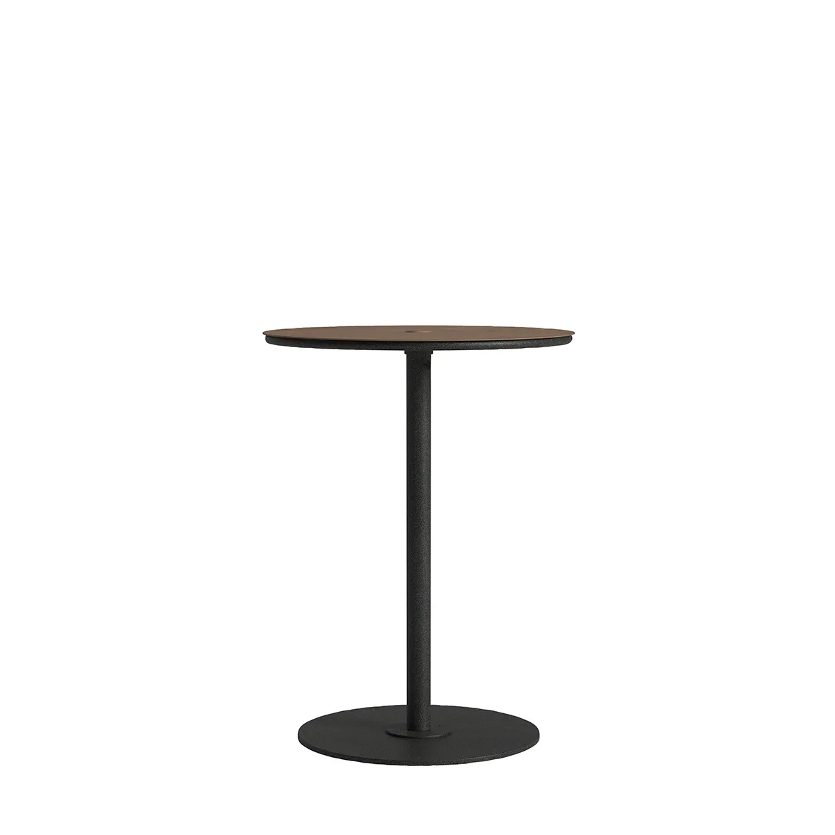 Axis 30" Round Raya Woodgrain Top KD Pedestal Bar Umbrella Table