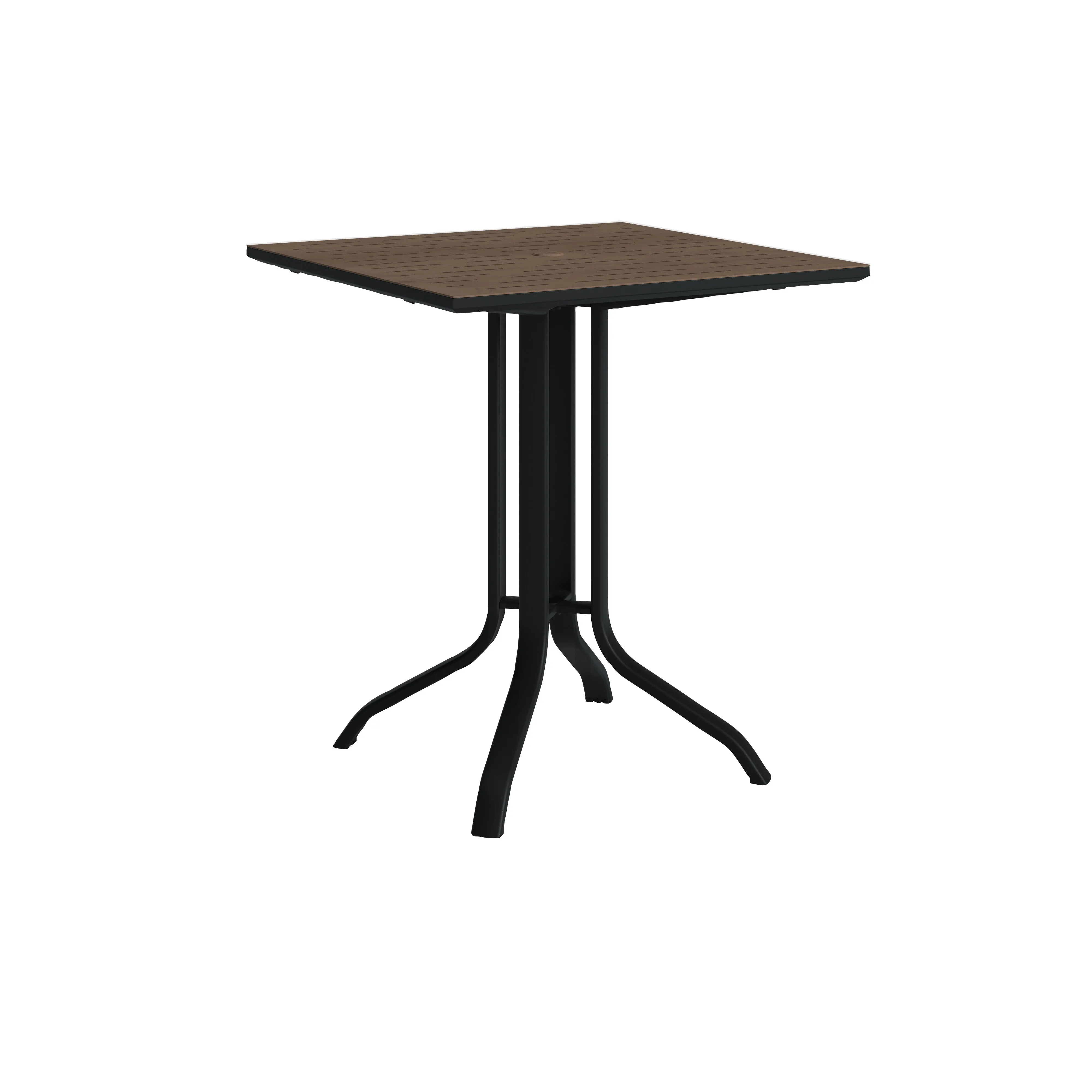 Horizon Raya Woodgrain 36" Square KD Pedestal Bar Umbrella Table