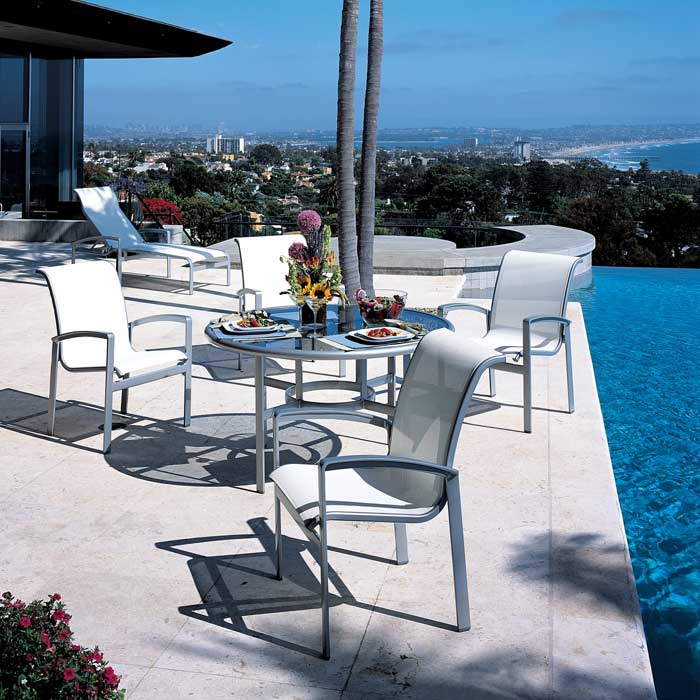 Pool Chair Outdoor Furniture Details about    4 Tropitone Millennia Relaxed Sling Beach 