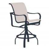 modern sling outdoor swivel bar stool